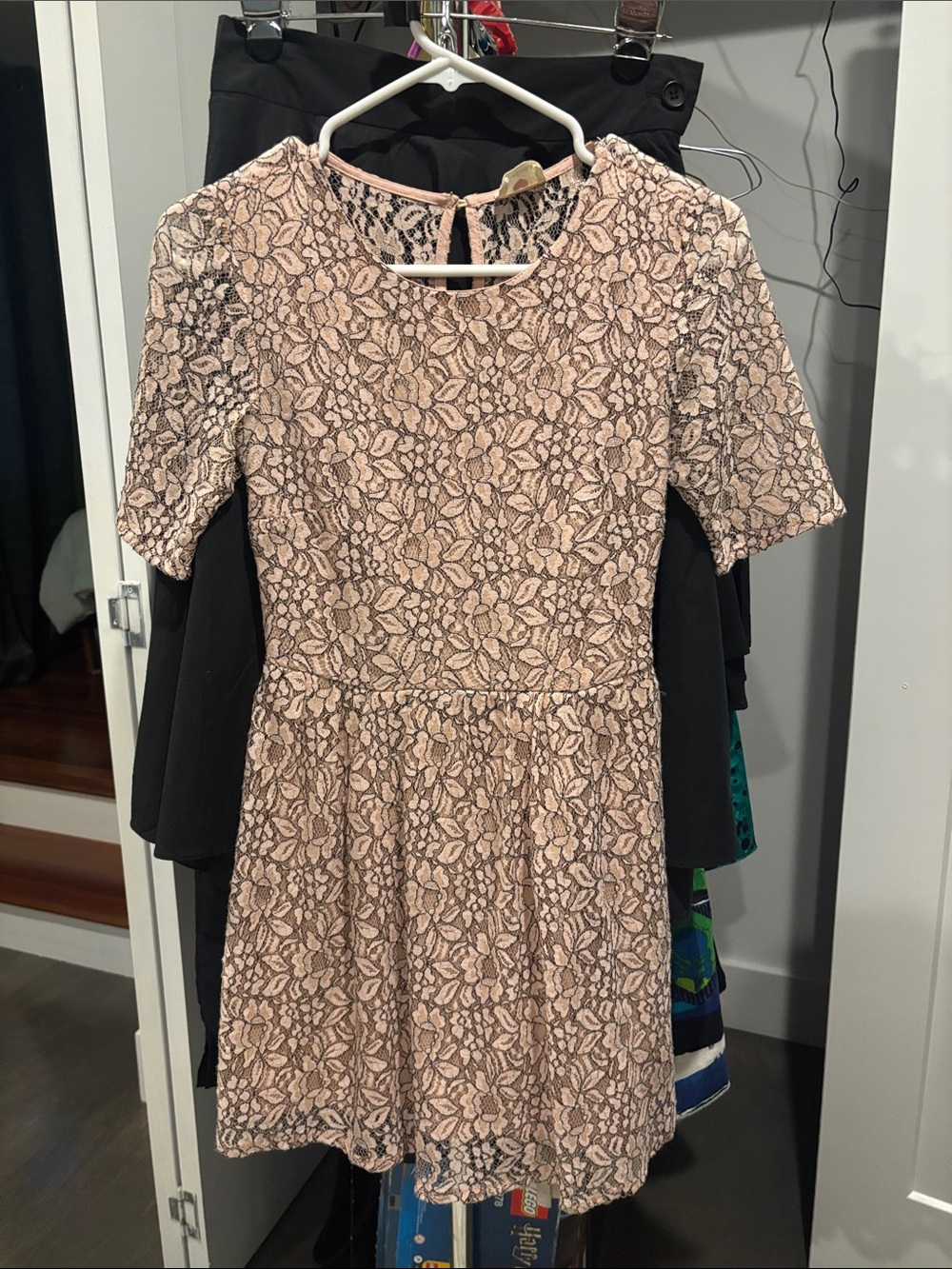 one clothing Blush Pink Lace mini dress
